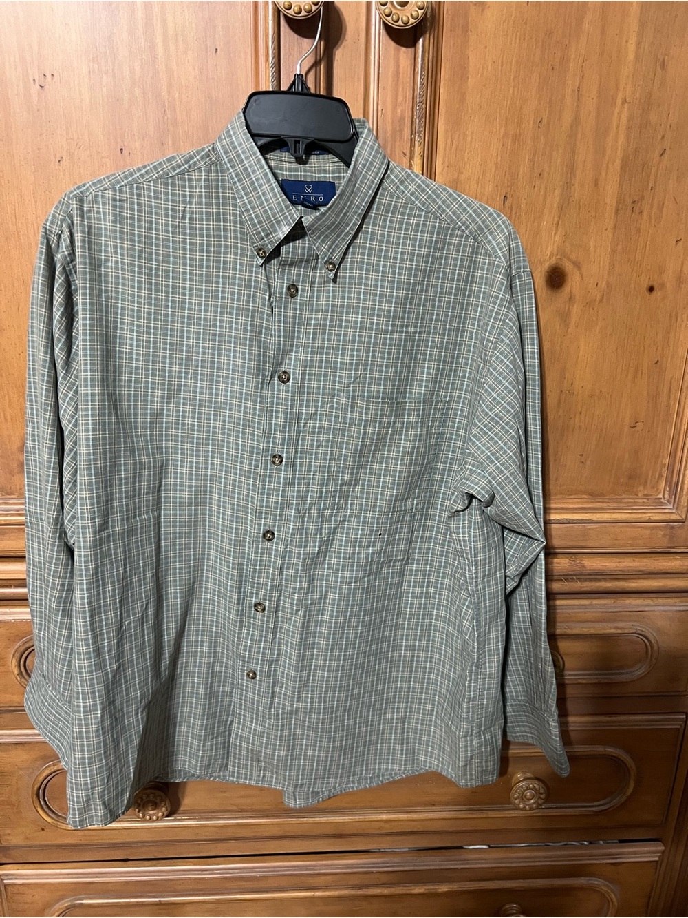 Green Plaid Button-Down Shirt